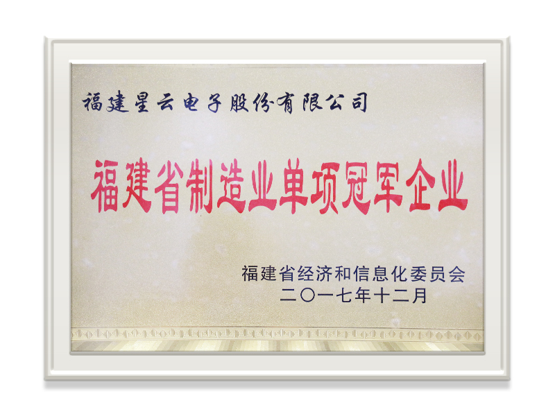 Fujian Province manufacturing industry individual champion enterprise